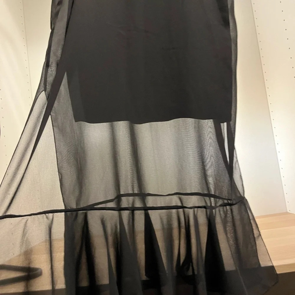 🪩NWT Papaya  Black dress women 2 black sheer slip dress spaghetti straps ruffle